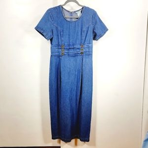Vintage 80's Denim Midi Dress
